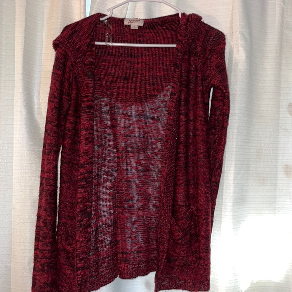Red cardigan